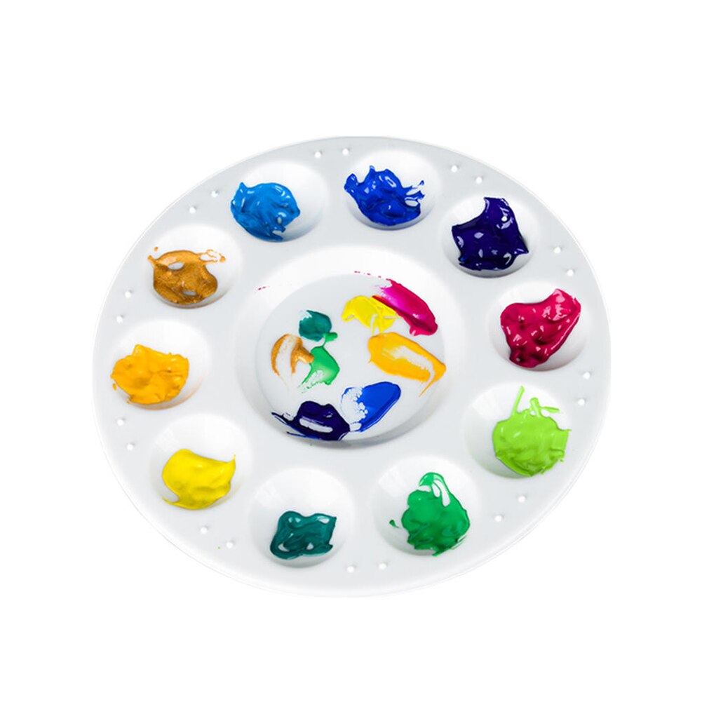 Wells Palette Art Paint Plastic Drawing Tray Color Palette For Oil Watercolour Painting Pallet 10-Well Round Palettes