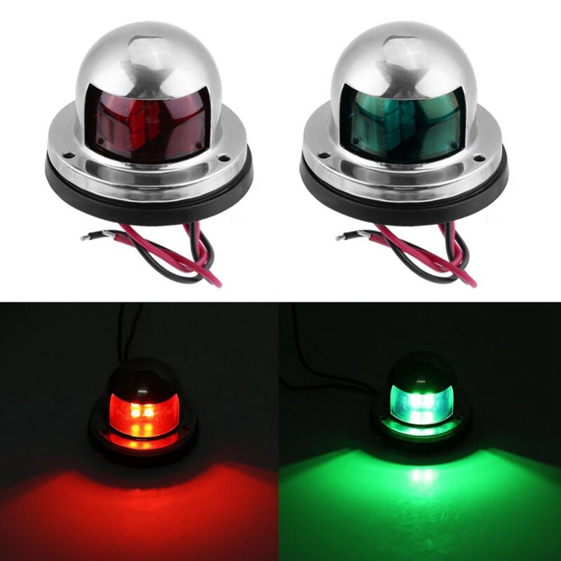 Water Sports LED Navigation Light Stainless Steel Corrosion Resistant Green Red Sailing Signal Light