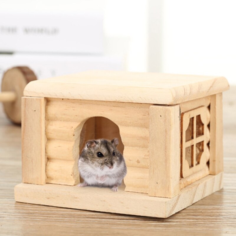 Nid de Hamster en bois naturel, Cage à dessus plat, fournitures pour souris gerbille petit Animal