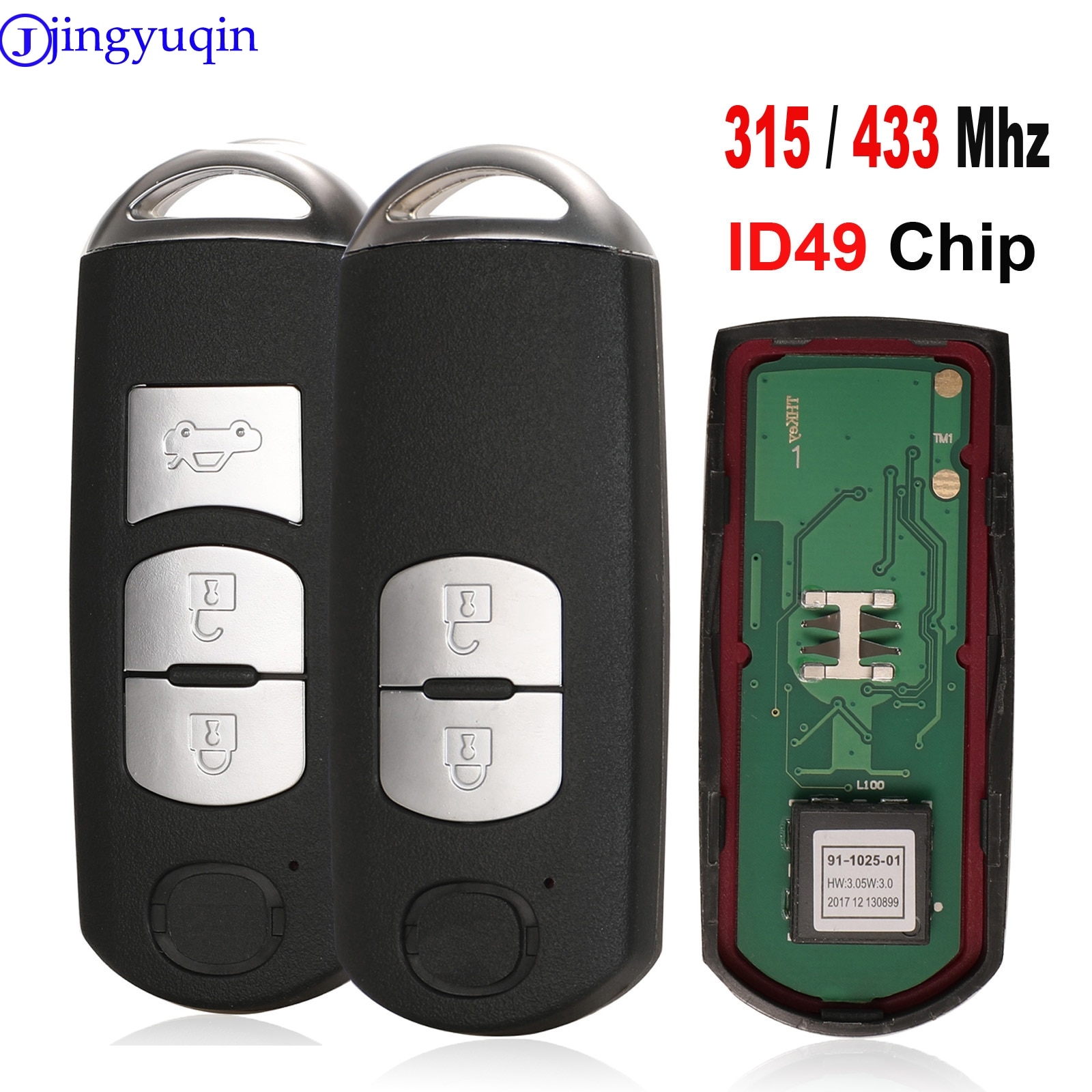 Jingyuqin 315/433 Mhz Afstandsbediening Autosleutel ID49 Chip Voor Mazda 3 Cx-5 Axela Smart Key Case ..