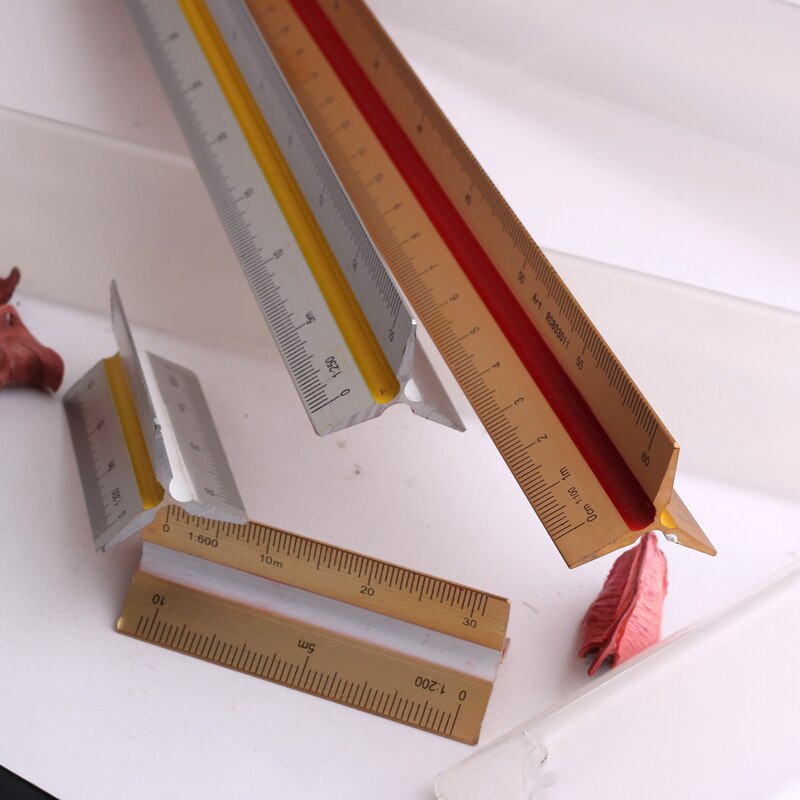 REDCIRCLE Architect's Scale Ruler Aluminum Triangular Scale Precision Metal Building 1PCS