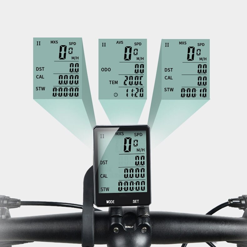 2.8 pouces compteur de vitesse Cycle vélo anglais fil/sans fil étanche ordinateur LCD odomètre compteur de vitesse avec support d'extension