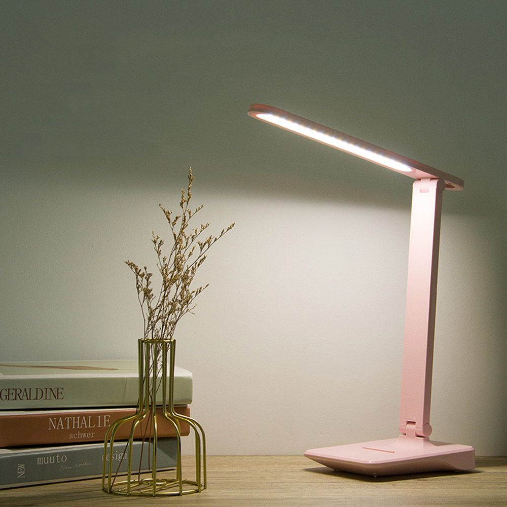 9W Sensor Touch LED Table Lamp Touch Controll Brightness Adjustable USB Rechargeable Reading Eye-Protect Led Table Lamp: Pink / 2400mAh Battery