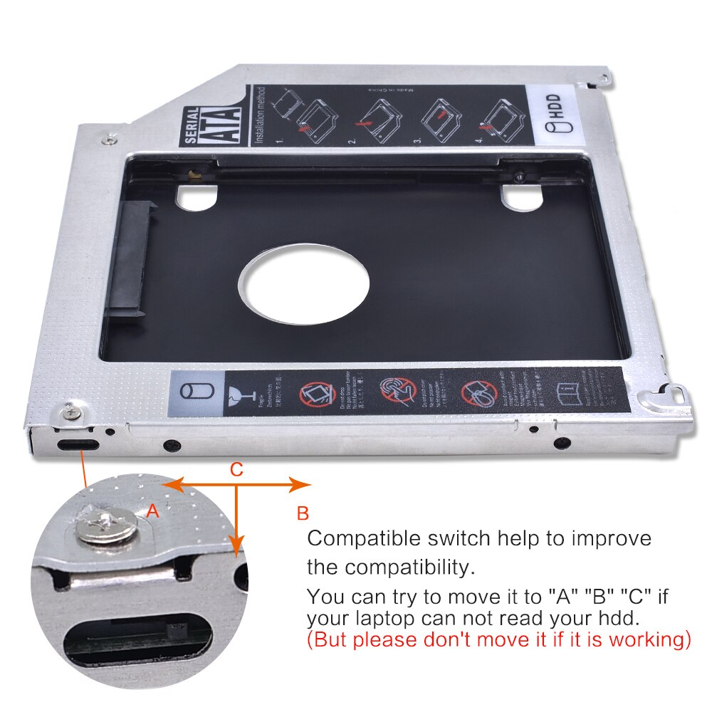 Tishric aluminium 2nd hdd caddy 9.5mm sata 3.0 optibay ssd behuizing hdd behuizing voor apple macbook pro air 13 " 15 " 17 " superdrive