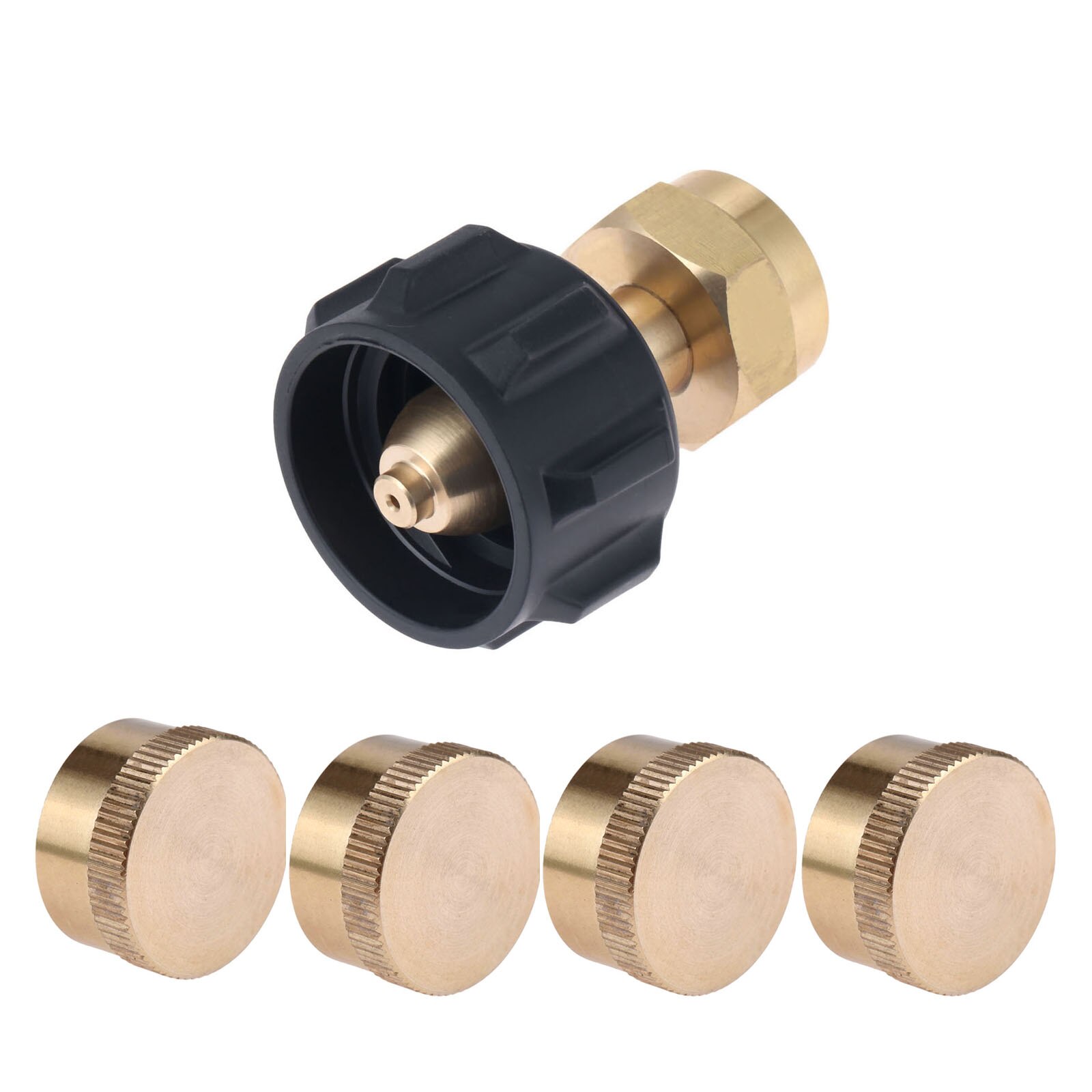 Regulator Valve Connector Propane Refill Adapter with Cylinder Tank Caps for QCC1 Tank 1LB Gas Bottle Cylinder Outdoor BBQ Grill