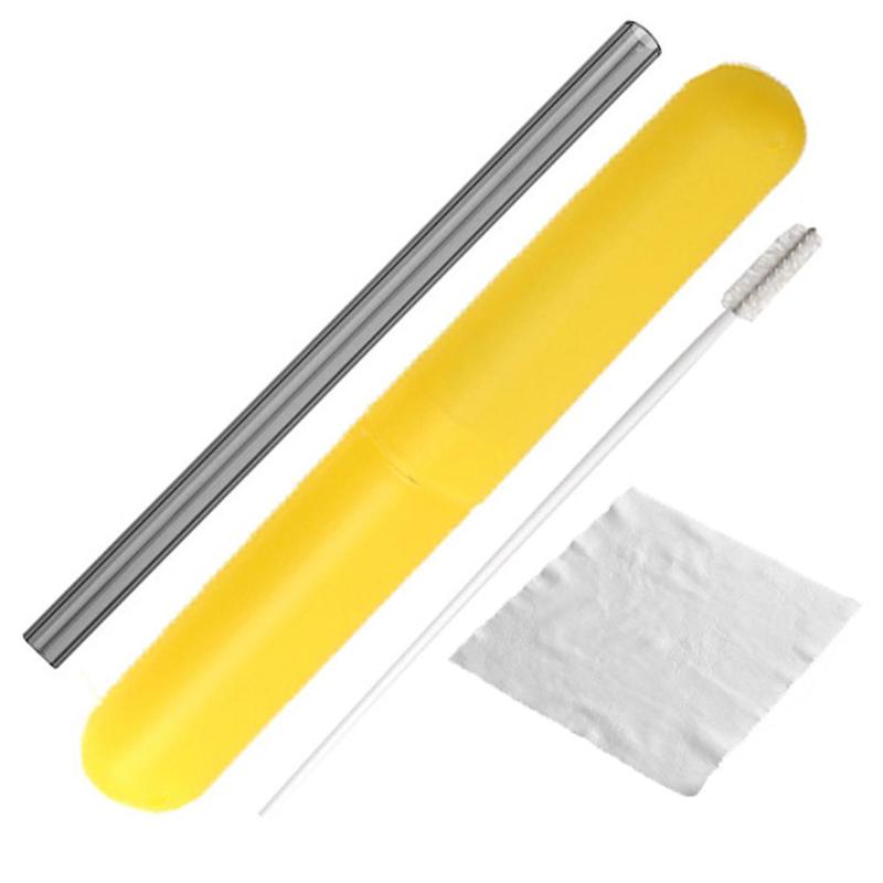 1 Juego de pajitas de vidrio reutilizables, pajilla recta reutilizable, Pajita para beber con cepillo de limpieza y paño de limpieza para bebidas frías y calientes