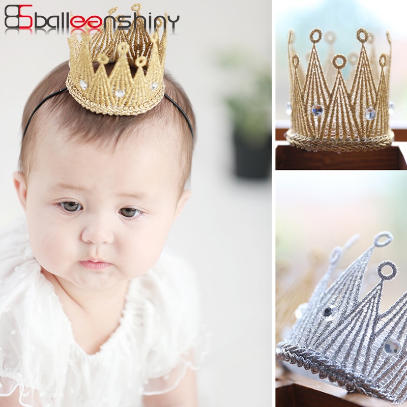 BalleenShiny Baby Crown Hoofdband Pasgeboren Bandeau Mooie Verjaardagsfeestje Haar Decoratie Kids Prinses Foto Prop Kind Haarband