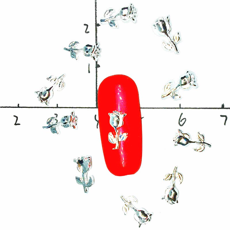 30 Stuks Gemengde Nail Art Bloemen Decoraties Charms Metalen Nagels Accessoires Zilveren Studs Lente 3d Rose Platte Nailart Supply