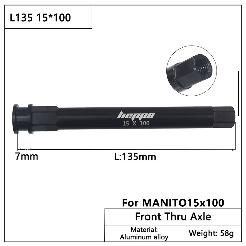 HEPPE Bike Thru Achse Vorne Gabel Welle Spieße Fett Bike Hinten Hub Steckachse 15x14 2/148 15x10 0/110 MTB Schnell release M15xP 1,5: L135 15x100
