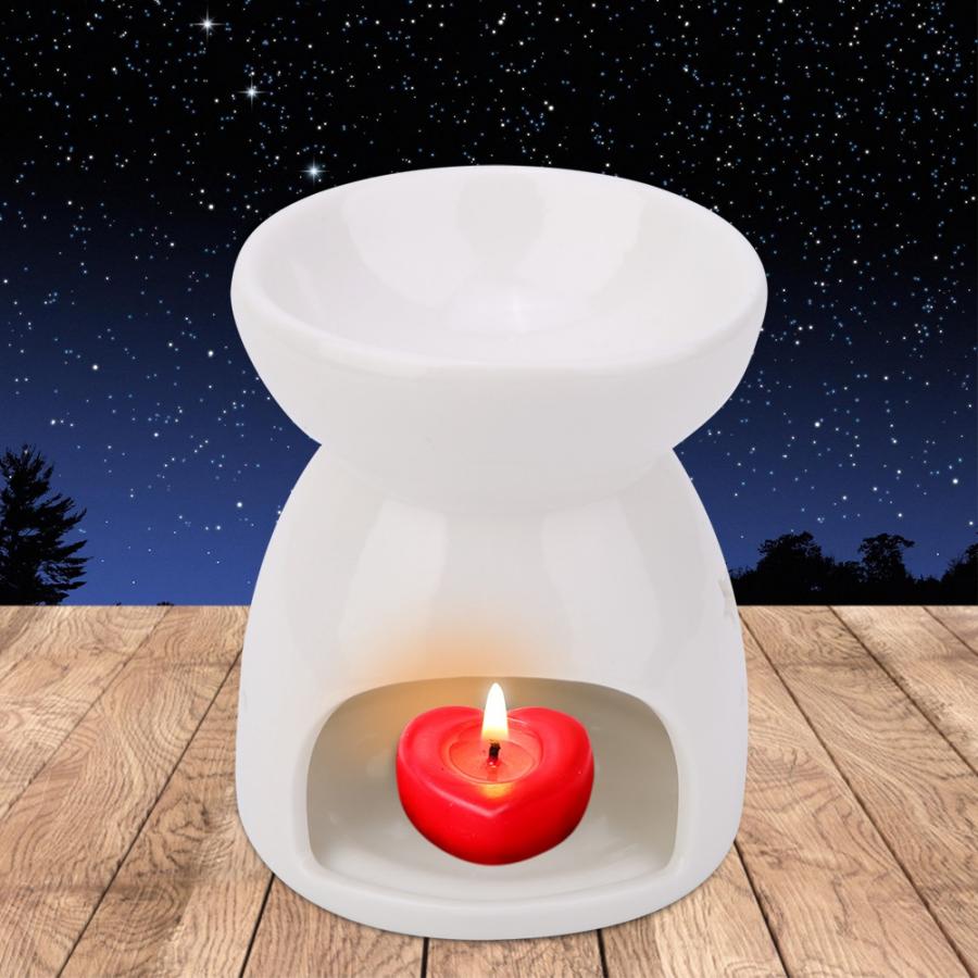 Night Fragrance Lamp Ceramic Essence Oil Burner Candle Incense Aromatherapy Stove Candle Holder Hollow Bottles for Bedroom