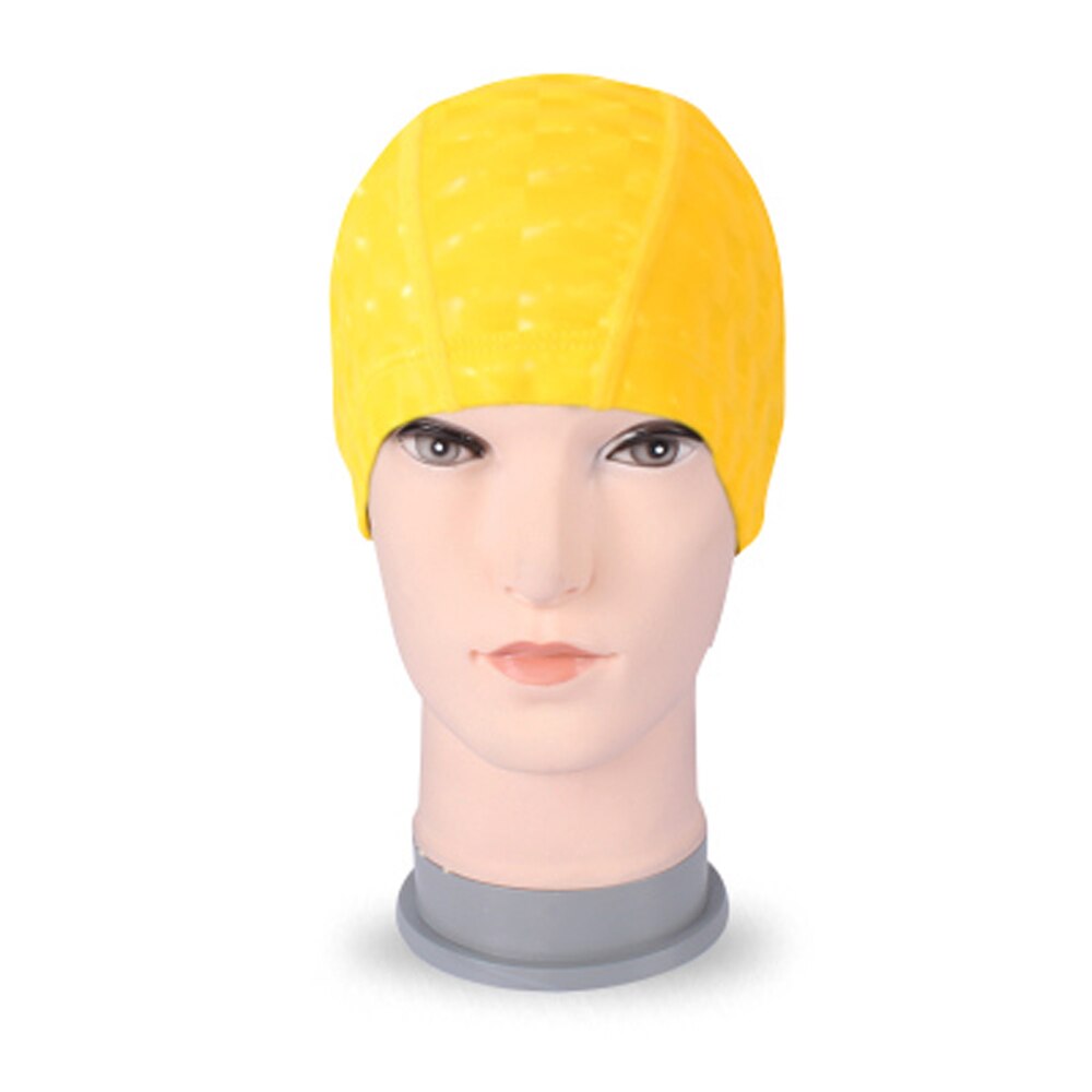 Mannen &amp; Vrouwen Gratis grootte Elastische Waterdichte PU Badmuts Stof Beschermen Oren Lange Haar Sport Zwemmen Zwembad Hoed Duiken badmuts: Yellow