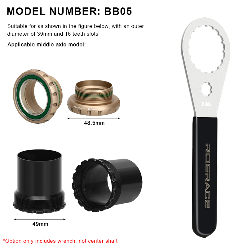 RIDERACE Fiets Trapas Moersleutel Bike BB Removal Tool Installatie Remover 39/41/44/46/49mm Voor Shimano BBR9000 SRAM DUB: Brown