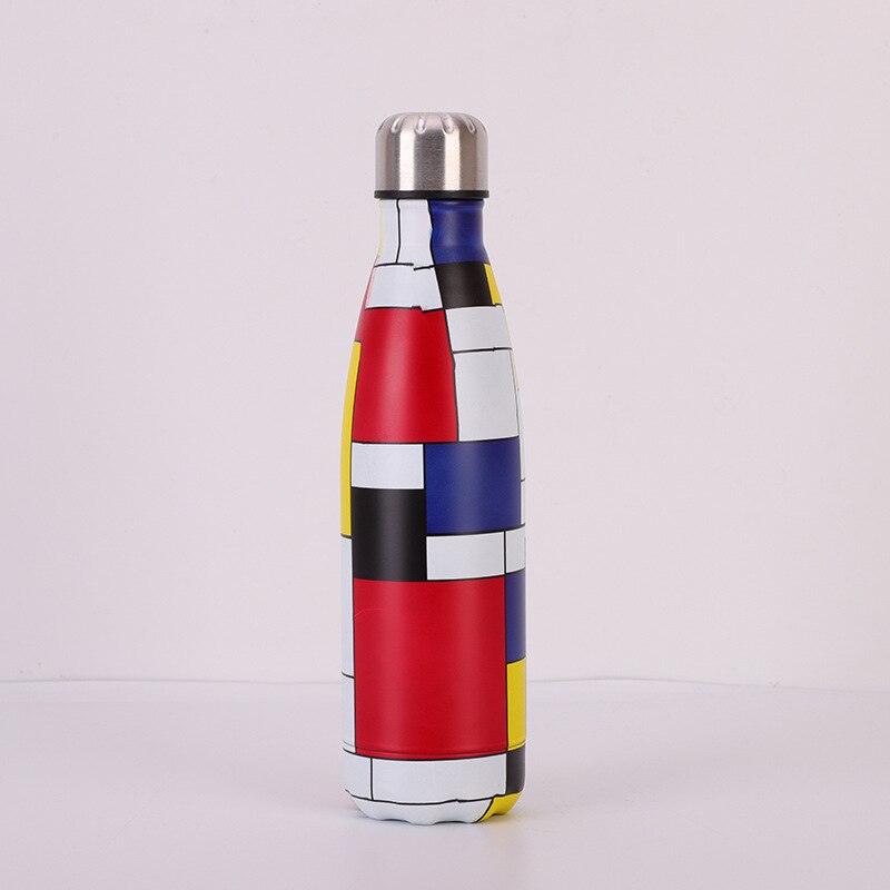 Blumen- Wasser Flasche 500ml Sport Isolierte Wärme Kälte Tasse Edelstahl Thermoskanne Fitnessstudio Shaker Tragbare Getränk Flasche Tee becher