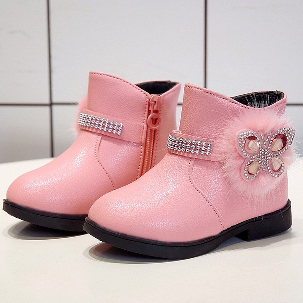 Botas Martin de cuero para niña, zapatos para niña, botas cálidas antideslizantes, botas de fondo suave a la , zapatillas de deporte para niño: PK / 30