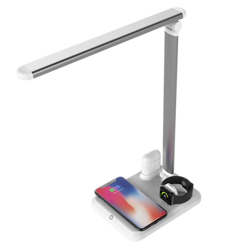 Led Lamp 4 In 1 Qi Draadloze Oplader Lezen Bureaulamp Voor Samsung Iphone X Smartphone Snelle Opladen Voor Iwatch airpods Lading