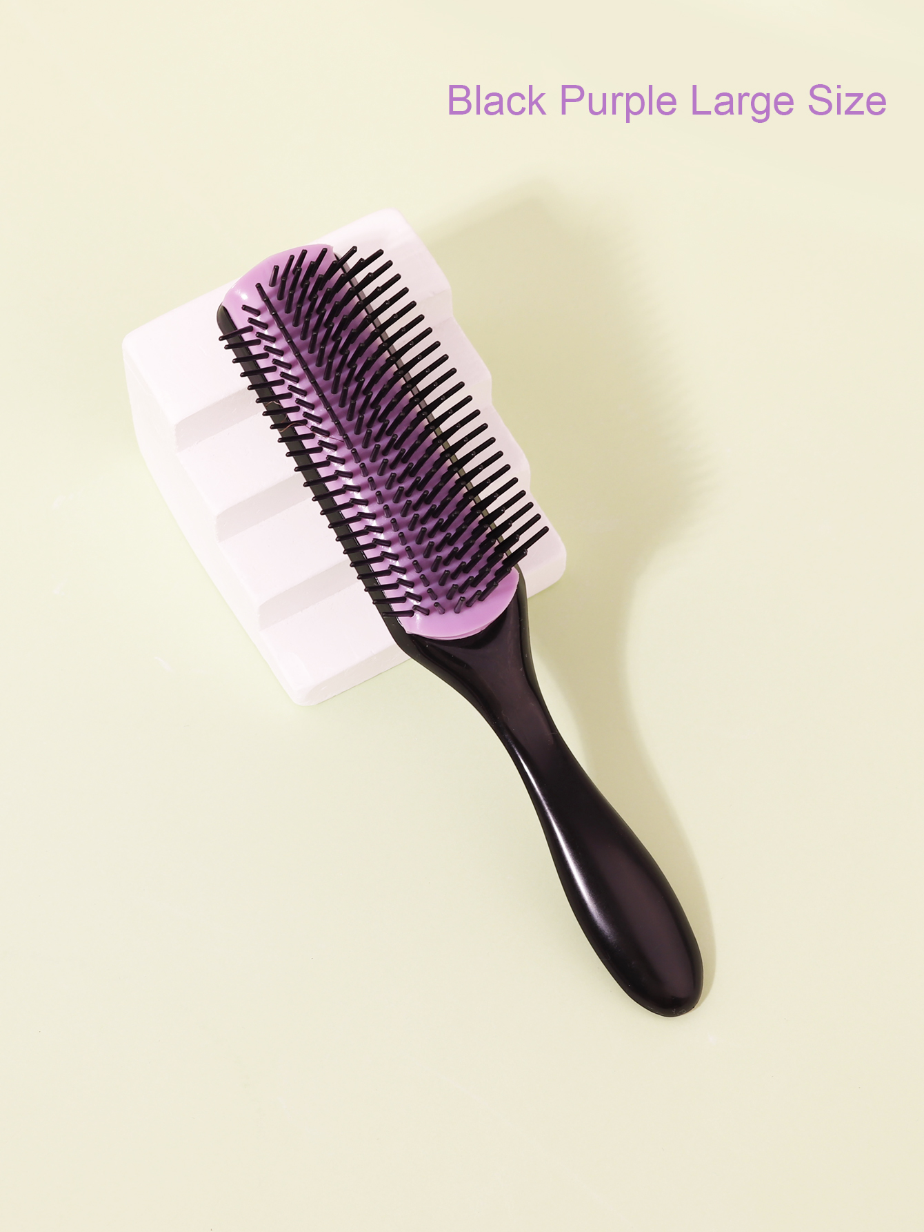 1 cepillo de pelo rizado para masaje de eliminación de arrugas de 9 filas, cepillo de pelo húmedo de plástico con peine desmontable de 9 filas: Morado