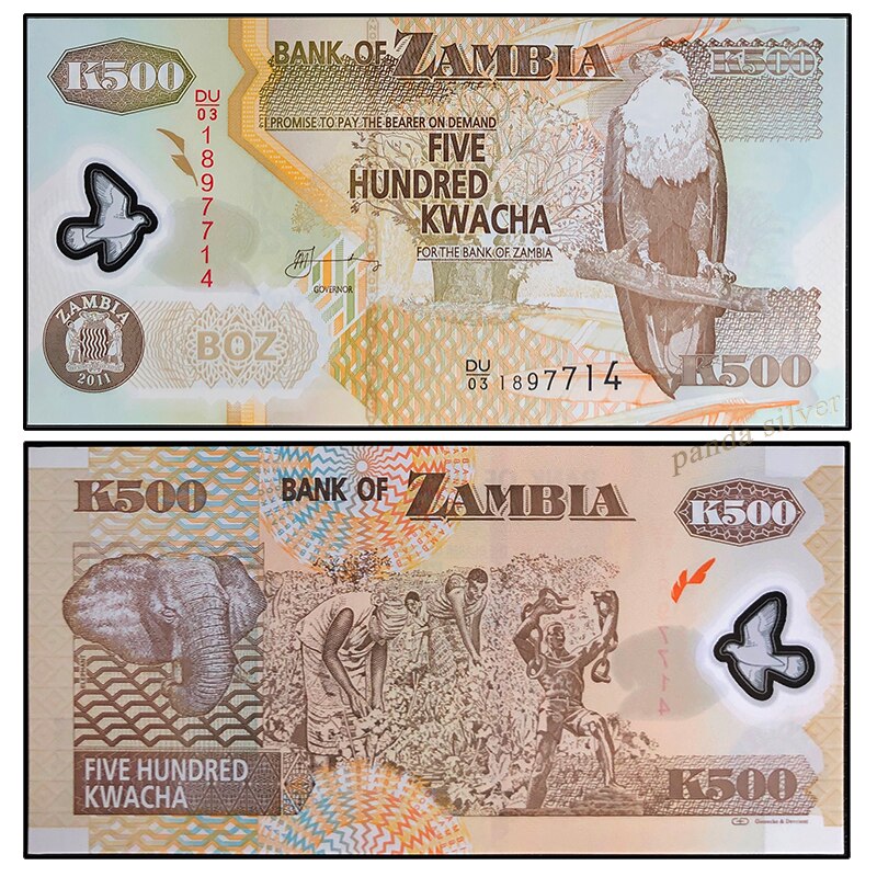 11 PCS Polymer Notes Uit Verschillende Landen Lot Set, UNC Originele Polymeer Note: Zambia
