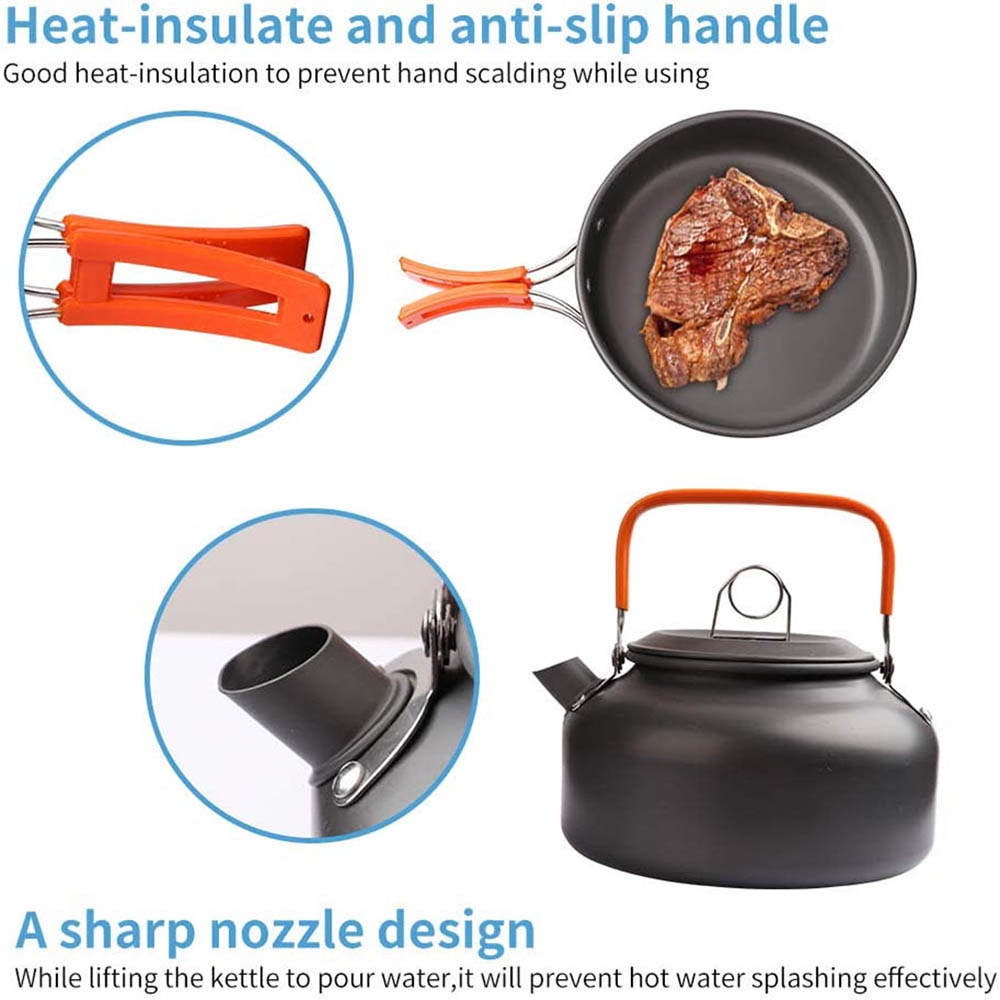 Camping Kookset Outdoor Aluminium Lichtgewicht Uitrusting Camping Kookgerei Kit Voor Reizende Trekkingwandelbenodigdheden