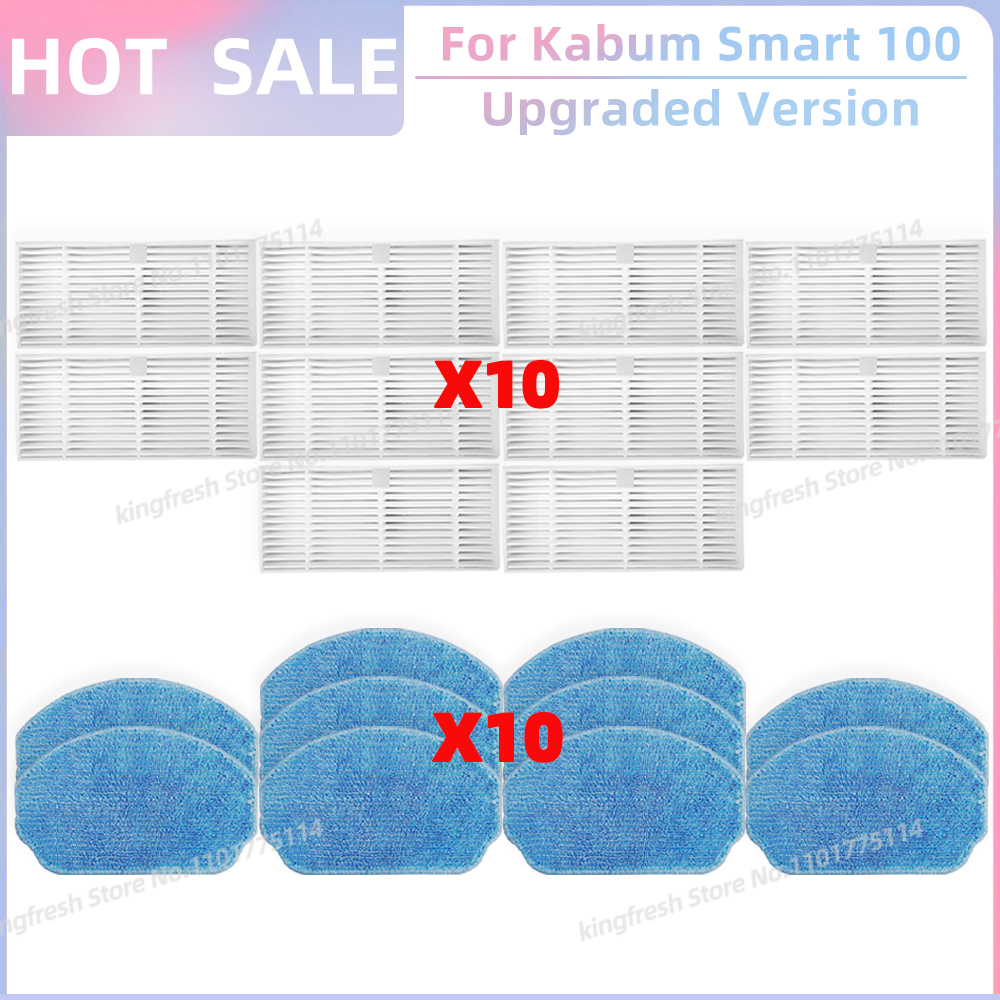 Fit For ( Kabum Smart 100 KBSF007, Nedis WIFIVCR001CBK, Nedis WIFIVCB01 ) Vacuum Parts Side Brush FIlter Mop Cloth Rubber Strip: Beige