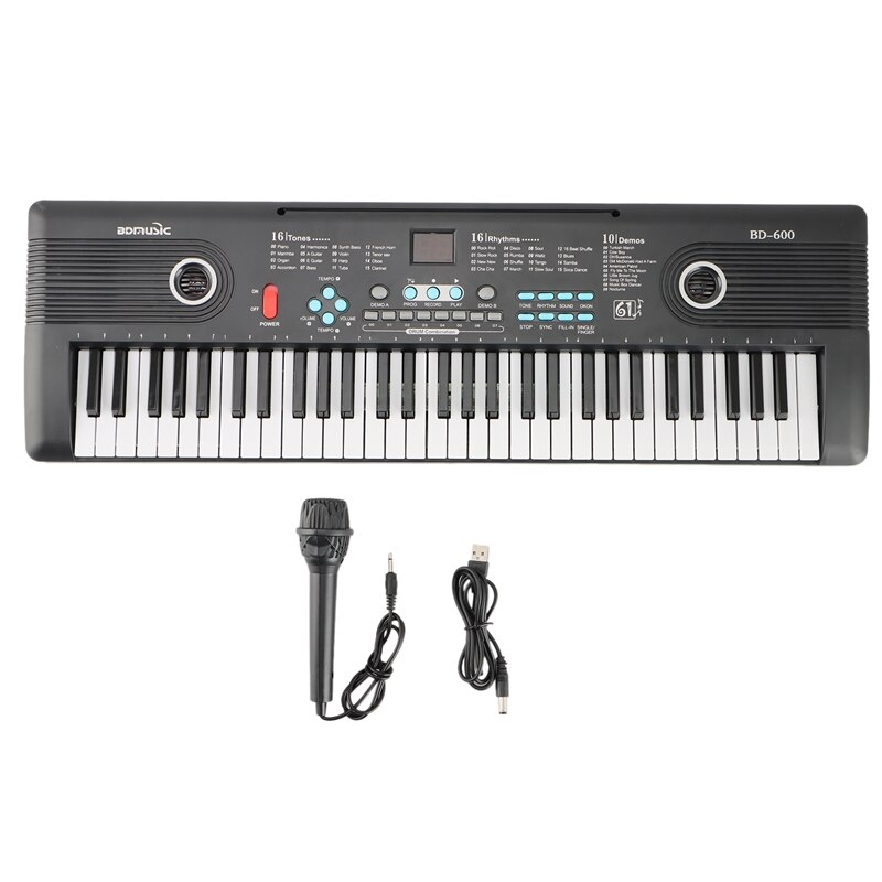 BDMUSIC 61 Keys Keyboard Piano, Electronic Digital Piano With Built-In Speaker Microphone, Portable Keyboard Teaching: Default Title