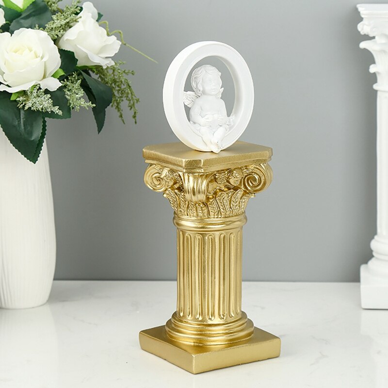 Columna de escultura de resina para decoración del hogar, accesorio de artesanía para sala de estar, columna Romana: Gold