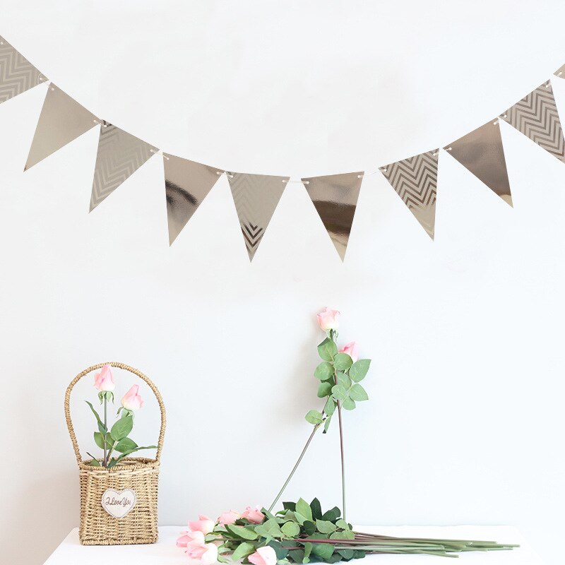 Rose or joyeux anniversaire décoration bannière 1st premier anniversaire garçon fille fête enfants adulte banderoles tissu drapeaux guirlande: 04