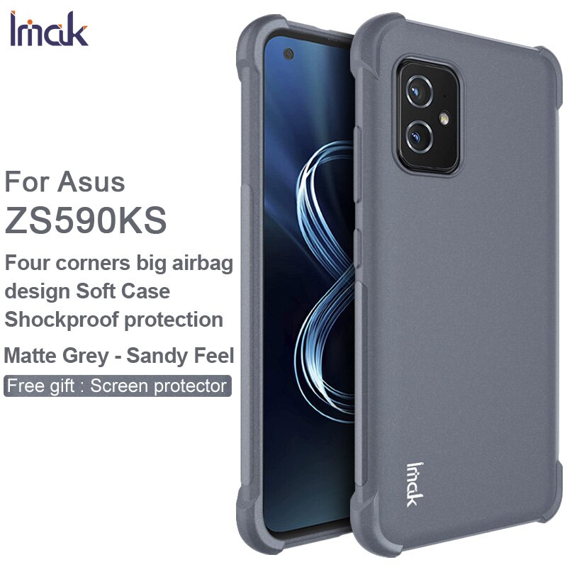 Voor Asus Zenfone 8 ZS590KS Case Imak Shockproof Conners Airbags Zachte Tpu Cover Case Voor Asus Zenfone 8 ZS590KS: Matte Gray