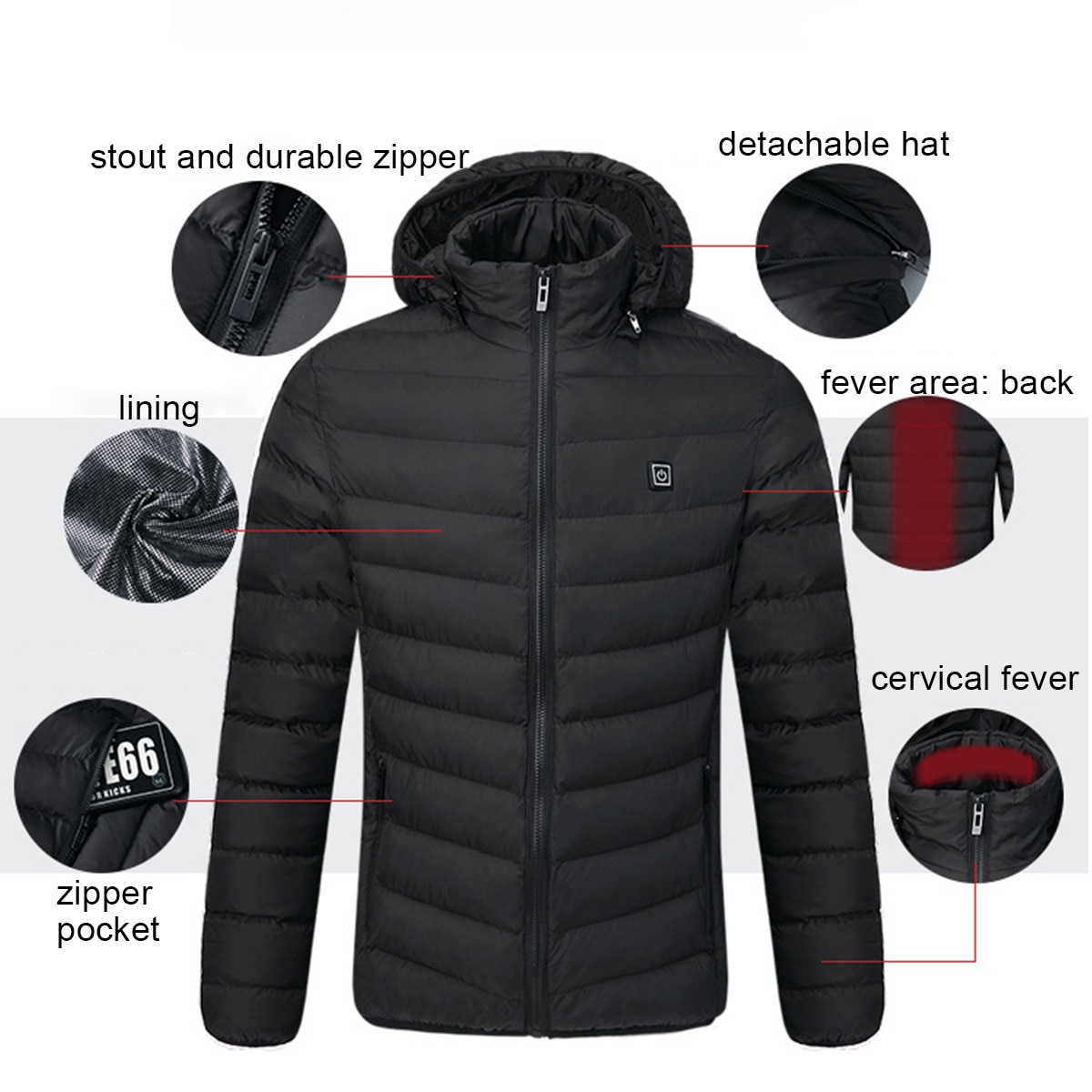 Waterdichte Verwarmde Down Jassen Heren Outdoor Coat USB Elektrische Verwarming Hooded Jassen Warme Winter Winddicht Thermische Jas