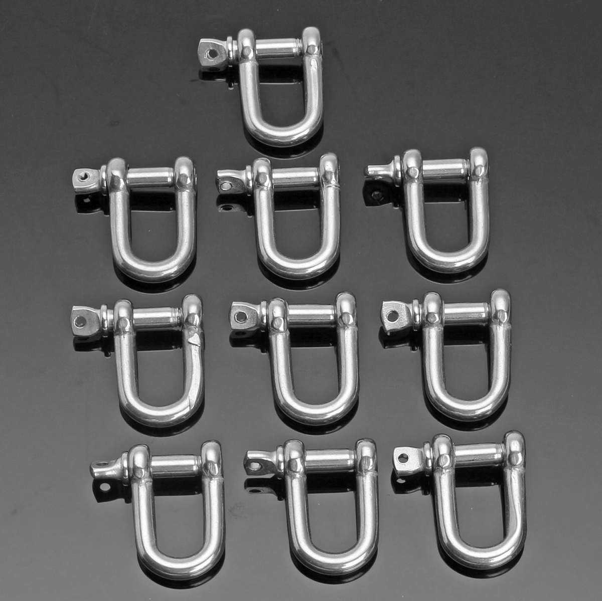 10Pcs D Shackle Stainless Steel 316 Breaking D Rigging Anchor Shackle Screw Hooks Boat Rigging Hardware for Paracord Bracelets
