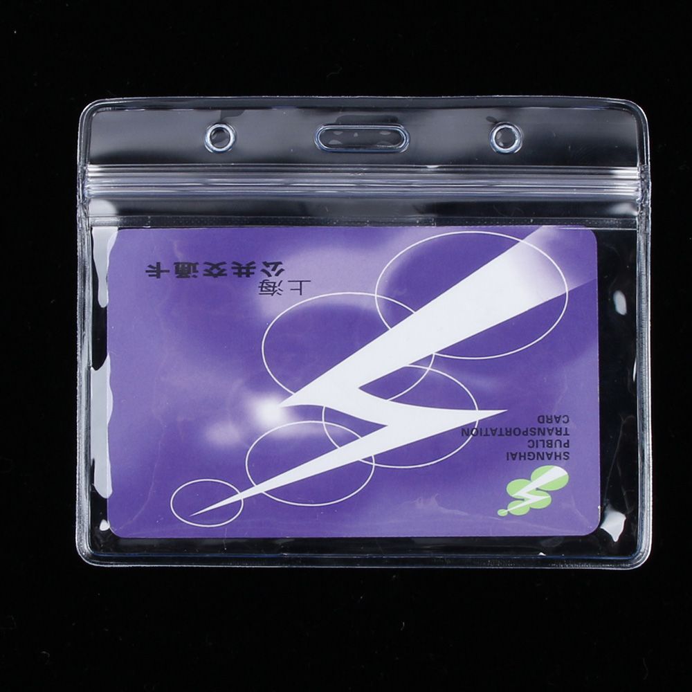 10 Stks/partij Horizontale Transparante Vinyl Plastic Id-kaart Badge Houder Rits Clear Card Cover Waterdicht Bank Credit Kaarthouder: Default Title