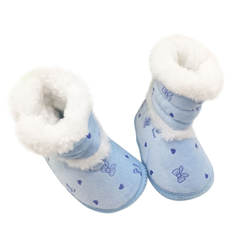 Baby 0-18 Months Girls Winter Snow Super Warm Boots Infant Solid Lace Up Lovely Comfortable Shoes: Sky Blue / 2