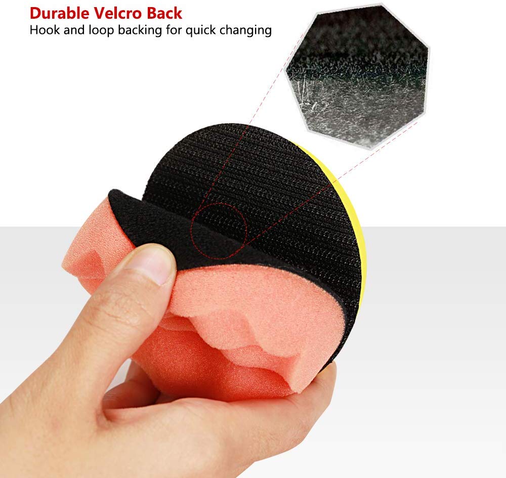 SPTA 22pcs Car Foam Drill Polishing Pad Kit,3inch Polishing Pads 16pcs Buffing Pads,Wool Pads,Multifunctional Cleaning Brush