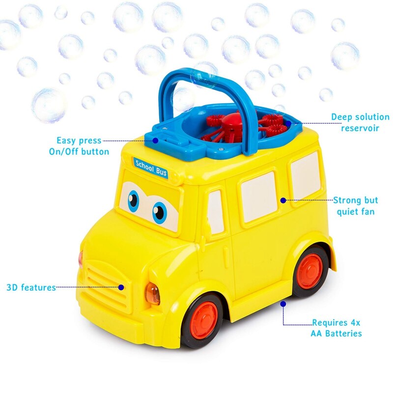 Bubble Machine for Kids Automatic Bubble Blower for Toddlers and Babies Fun School Bus Bubble Maker for Indoor Outdoor