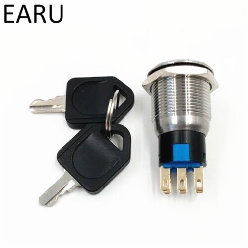 19mm 22mm Stainless Steel Waterproof Knob Lock Key Switch 5A AC250V 2 3 Positions Rotary Changeover Switch ON OFF Power Switch