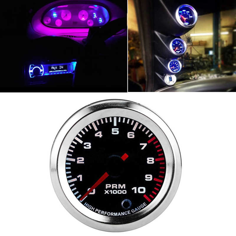 Tacómetro Universal de 7 colores, medidor con rango de medición de 0-10000RPM, 52mm/2 pulgadas