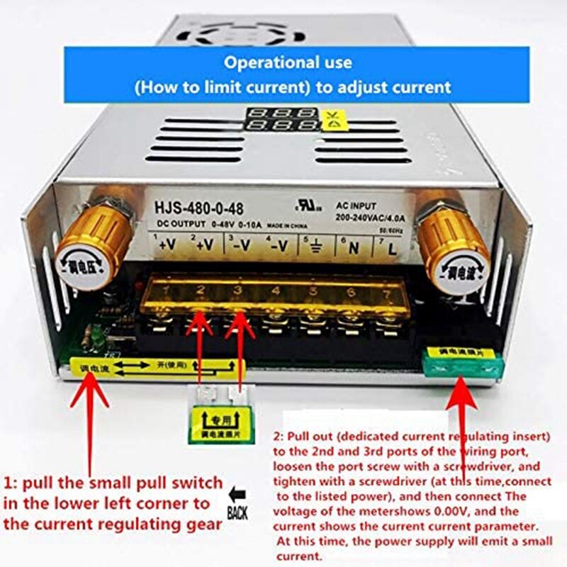 480W Einstellbare Schalt Netzteil Transformator Einstellbar AC 110V/220V zu DC 0-48V mit Dual-Digital-