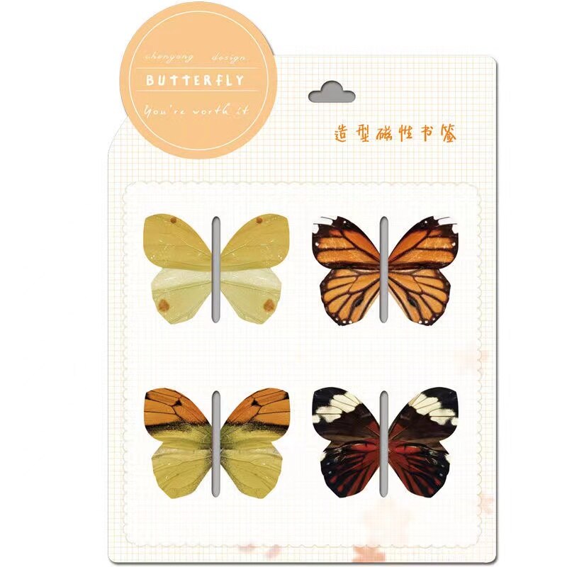 4 Stks/pak Kawaii Bookmark Set Mooie Vlinder Magnetische Bladwijzers Marker Van Pagina Boek Clip Voor Student School Briefpapier: B
