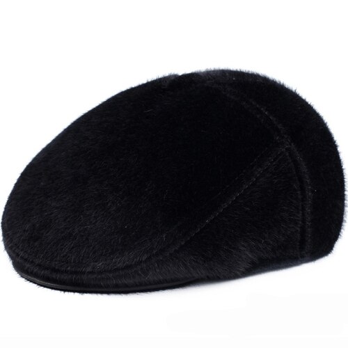 Winter Old Man Hat Dad Cap Middle-aged Men's Winter Hat Seniors Forward Cap Ear Protectors keep Warm Caps: Black / M 56-58cm