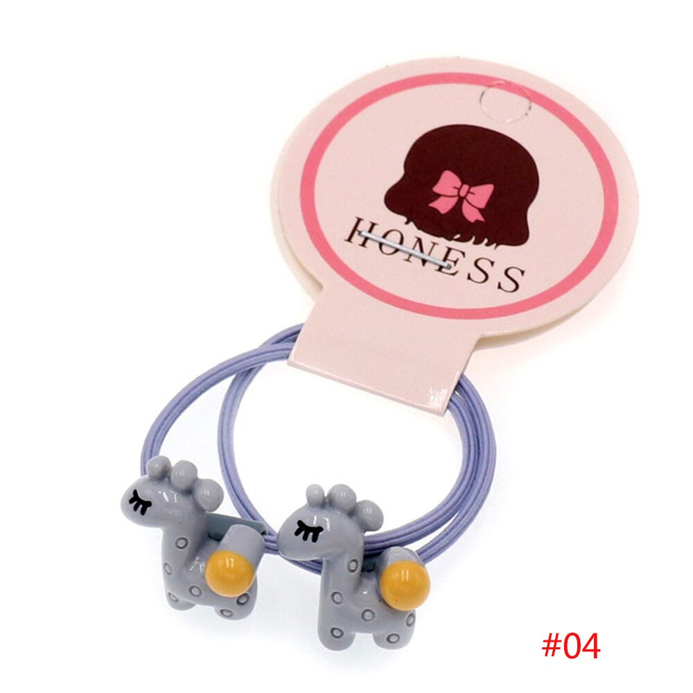 2 unids/set Animal niñas acrílicas Cuerdas elásticas para el pelo estrella elefante Cola de Caballo titular Scrunchies gomas de pelo accesorios: 4