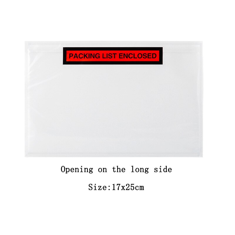 100Pcs 7 Sizes PACKAGING LIST Plastic Bag Invoice Slip Enclosed Packing Envelope Clear Logistics Pouches Waterproof Bag: 17x25cm