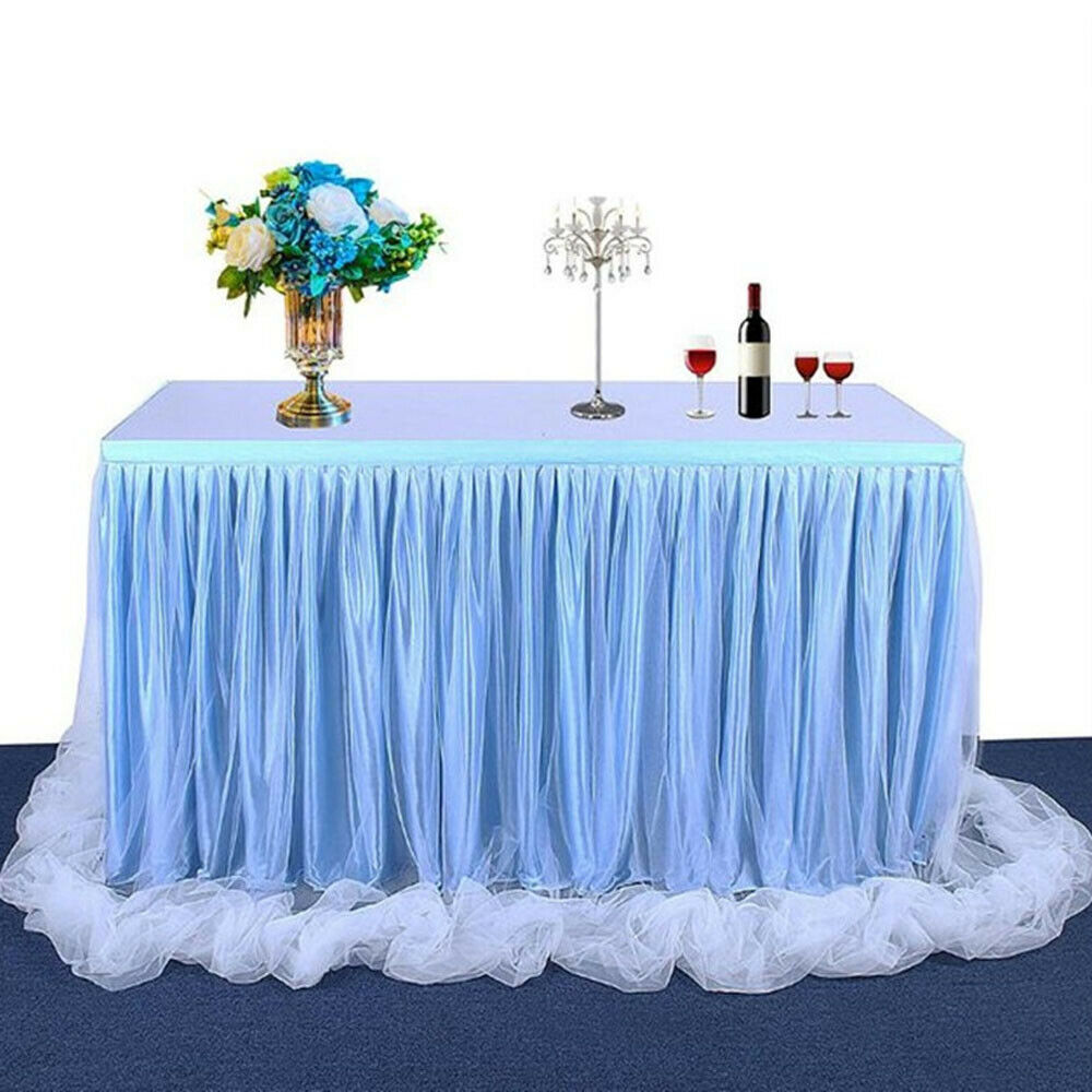183*78cm store tyl bord nederdel dækning fødselsdag bryllup festlig fest indretning duge rektangulær fest juledekoration: Blå