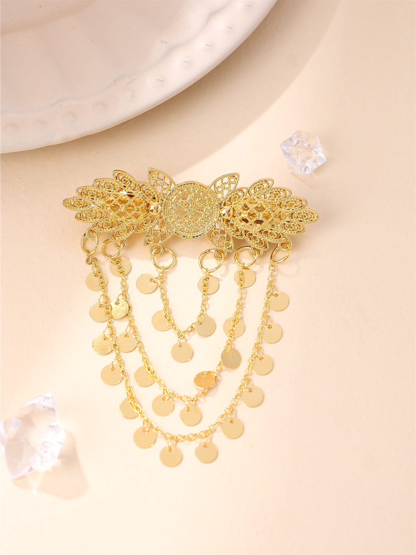 Pinza para el pelo de mariposa para mujer, de borla multicapa, accesorio para el pelo de boda para novia de Oriente Medio, Clip lateral para , Festival de Gala