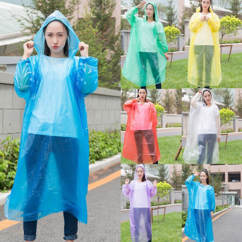 # H40 Wegwerp Adult Emergency Waterdichte Regenjas Wandelen Camping Hood Poncho Regenjas Reizen Camping Jas Unisex Transparant