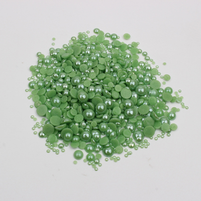 1000 stk/parti hvid/sort mix størrelser keramiske perler halvrund flatback perle 2mm-6mm blandet til diy lim nail art beklædningsgenstand: Grøn