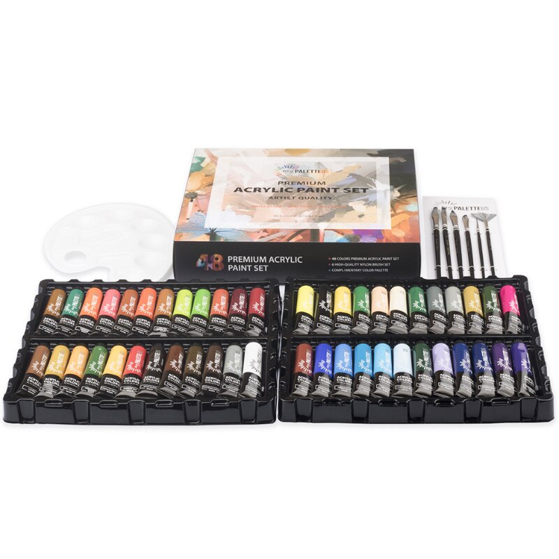 Acrylic Paint Set 48 Colors 22ml Acrylic Paint Palette Brush DIY Graffiti Paint Non-toxic Artist Hand Painted Wall
