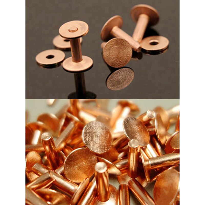 Solid koppar platta sidokorn emboosed nitar cap stud för läder hantverk väska hatt skor kläder jeans sällskapsdjur krage tillbehör