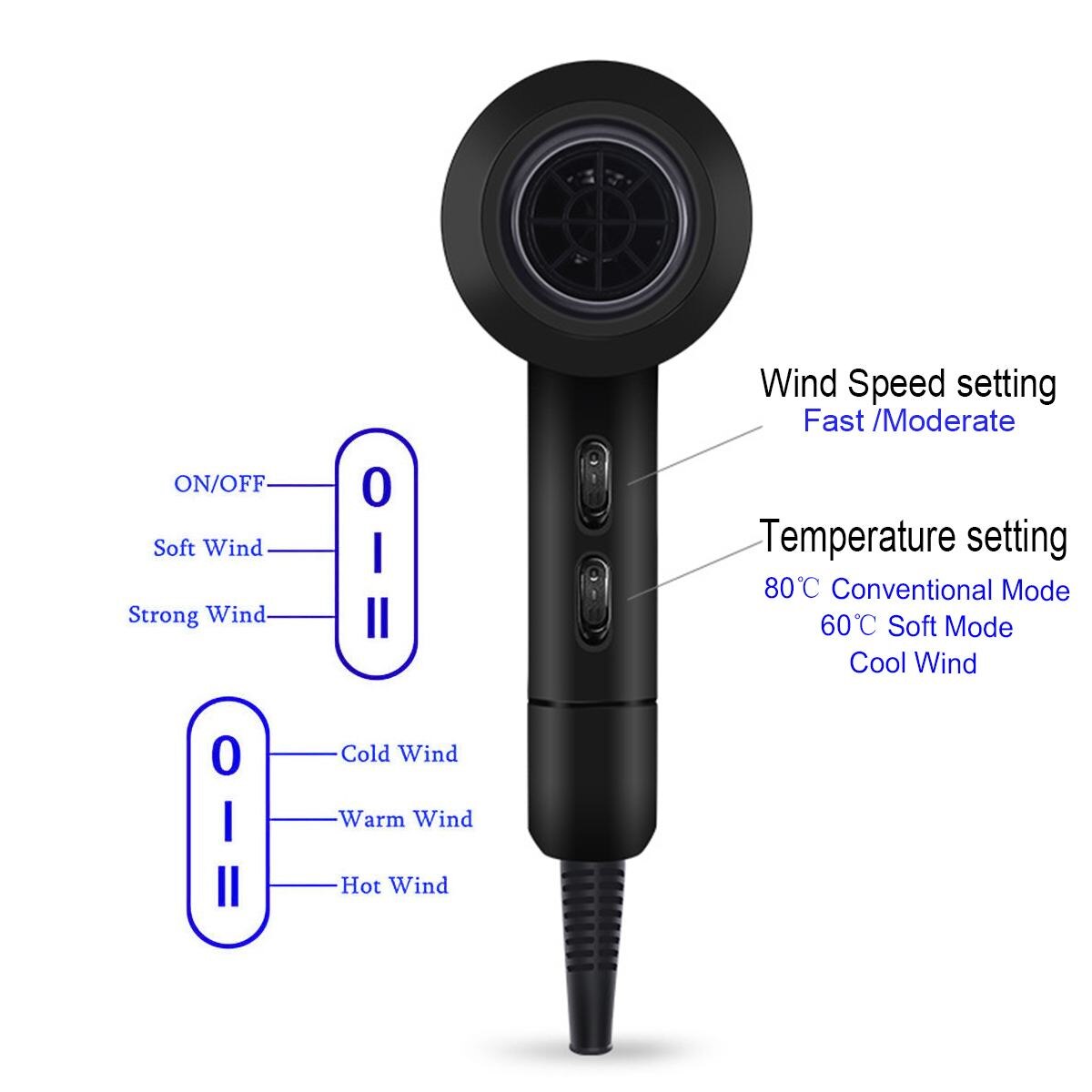 3200W Strong Power Electric Hair Dryer Ionic /cold Wind Blow Dryer Salon Equipment Low Noise Bowdryer