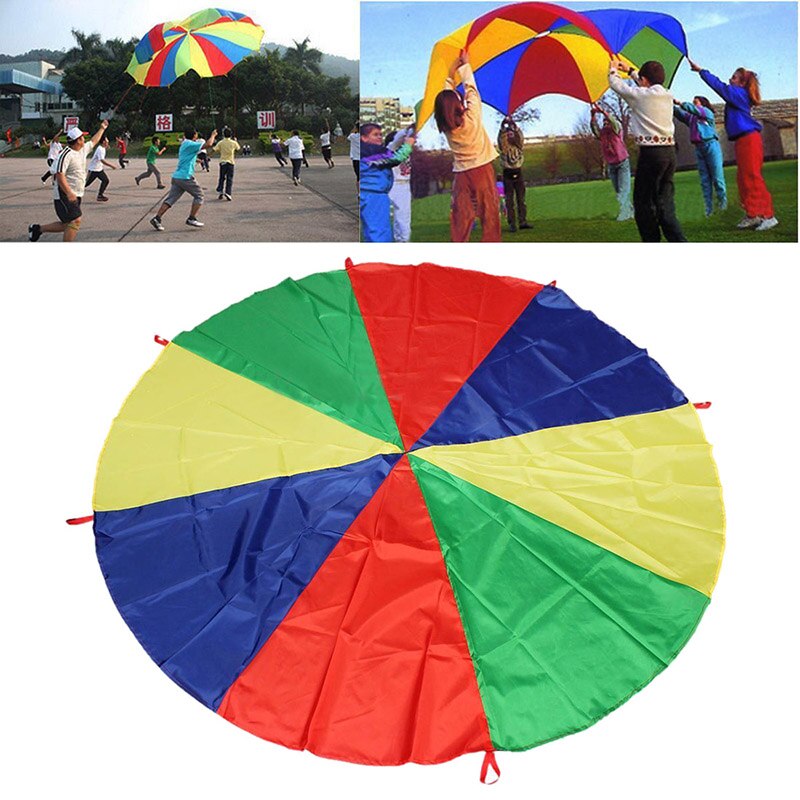 2M/6.5FT Childrens Play Rainbow Parachute Outdoor Game Exercise Sport