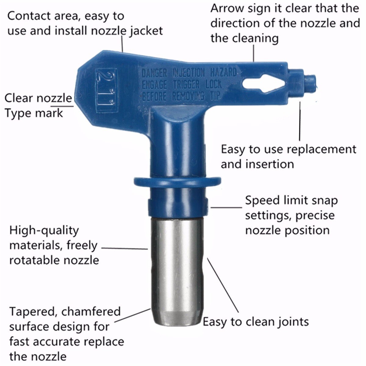 Blå serie 2 airbrush mundstykke til maling airless maling spray g un tip pulverlakering bærbare malingssprøjter autoreparationsværktøj