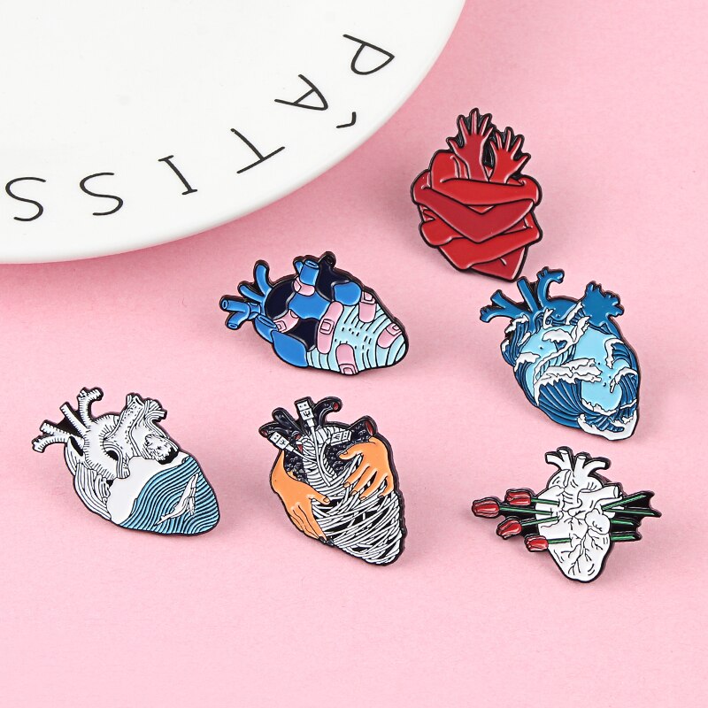 Anatomisch Hart Emaille Pins Medische Anatomie Broche Hart Pin voor Arts en Verpleegkundige Revers Pin Badge Medische Sieraden Broches